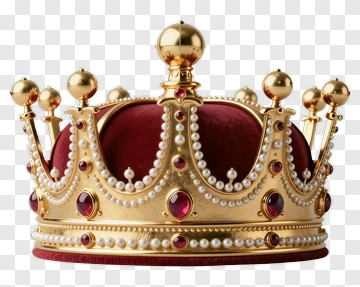 Golden Crown With Ruby And Pearl Accents PNG