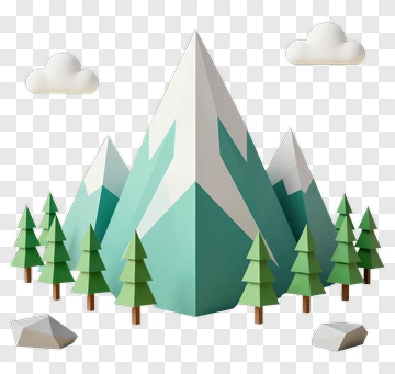 Paper Cutout Mountain Landscape PNG