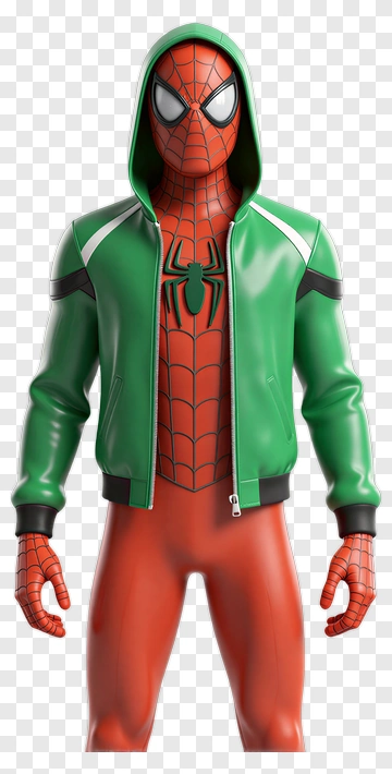 Spider-Man In Green Hoodie PNG