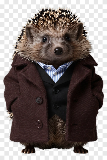 Hedgehog In A Coat And Vest PNG