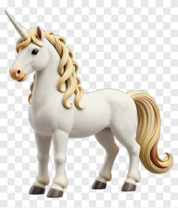 White Unicorn With Beige Mane PNG