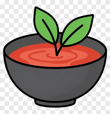Bowl Of Soup With Green Leaf PNG