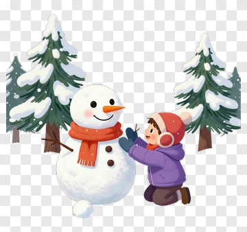Child Building Snowman PNG