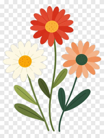 Three Colorful Flowers PNG
