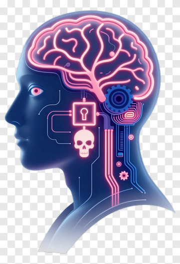 Cybernetic Human Head With Brain PNG