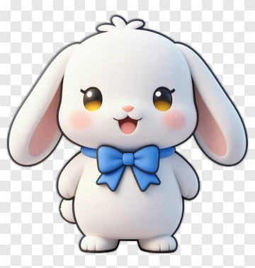 Cute White Rabbit With Blue Bow Tie PNG