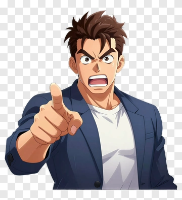 Anime Character Pointing Angry PNG