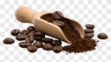 Coffee Beans And Powder In Wooden Scoop PNG