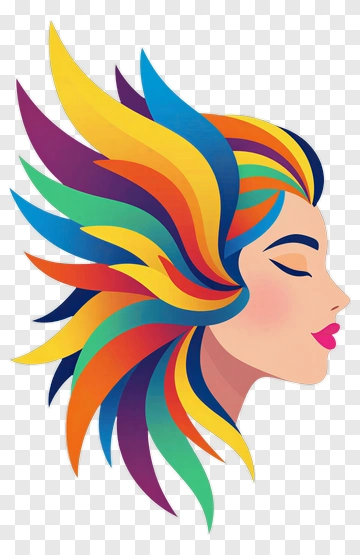 Woman With Rainbow Hair PNG