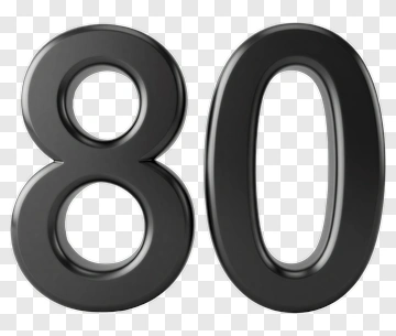 The Number Eighty In 3D Design PNG