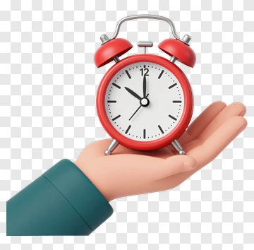 Red Alarm Clock Held In Hand PNG