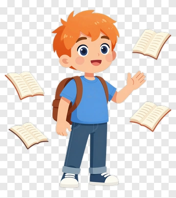 Happy Student With Flying Books PNG
