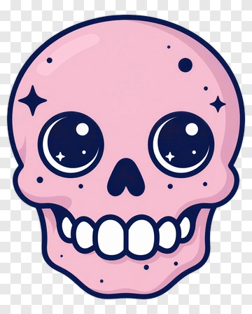 Pink Cartoon Skull With Stars PNG