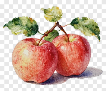 Two Red Apples With Green Leaves PNG