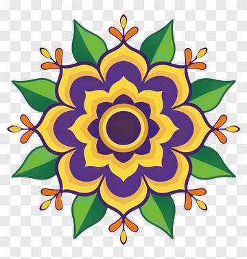 Symmetrical Flower Mandala Design PNG
