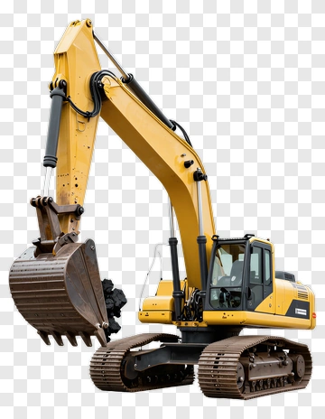 Yellow Excavator With Bucket PNG