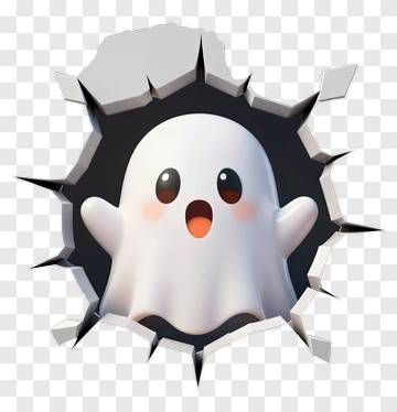 Cute Ghost Breaking Through Wall PNG