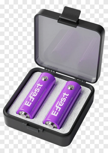 Purple E-fest Batteries In Black Case PNG