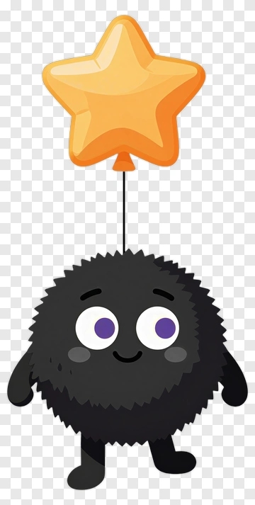 Black Creature Holding Star Balloon PNG