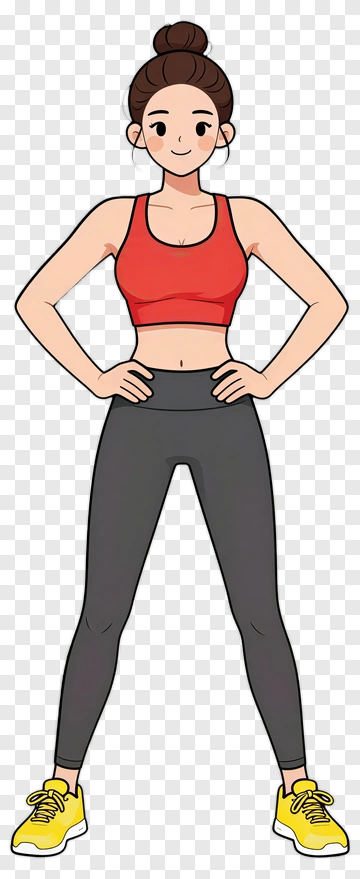 Cartoon Woman In Workout Outfit PNG