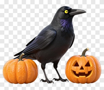 Crow With Pumpkins PNG