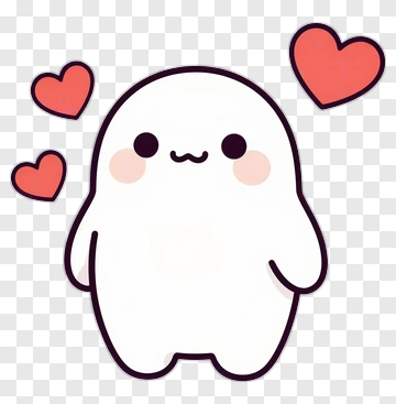 Cute Ghost With Hearts PNG