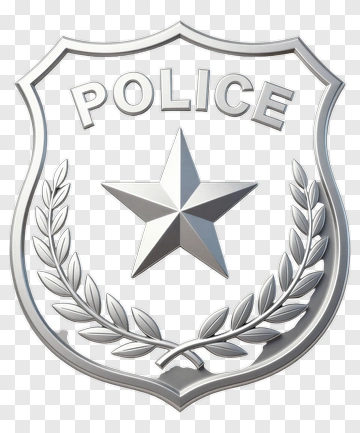 Silver Police Badge With Star And Laurel Wreath PNG