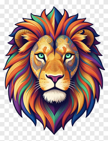 Colorful Lion Head PNG