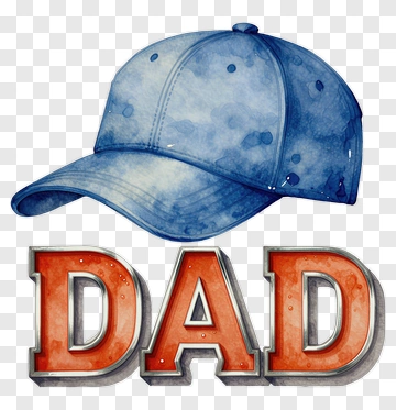Blue Baseball Cap With DAD Text PNG