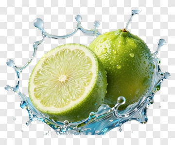 Sliced Lime With Water Splash PNG