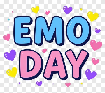 Emo Day Text With Hearts PNG