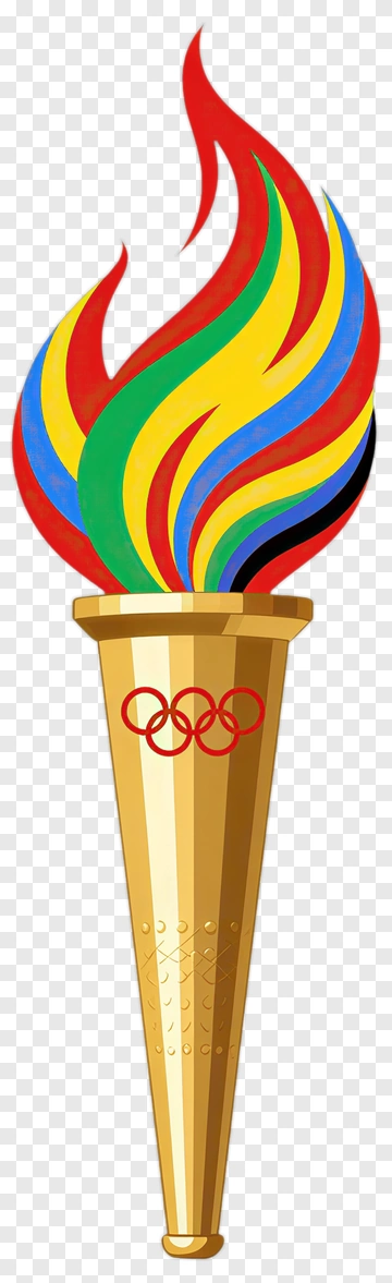 Olympic Torch With Colorful Flame PNG