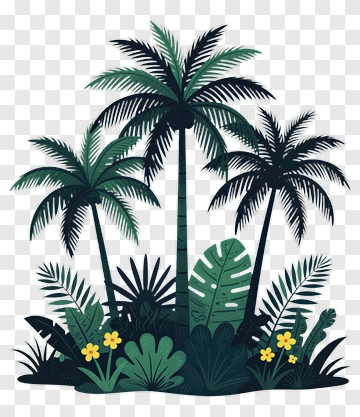 Tropical Palm Tree And Plants PNG