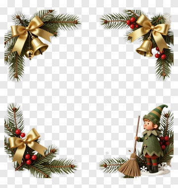 Happy New Year Christmas Frame With Elf PNG