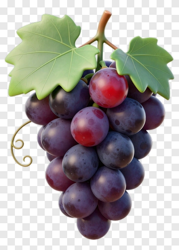 Cluster Of Ripe Grapes With Leaves PNG