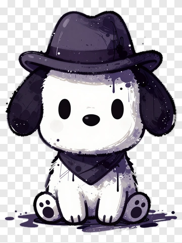 Cute Cartoon Dog Wearing Hat And Scarf PNG