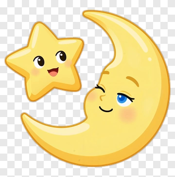 Yellow Star And Moon Characters PNG