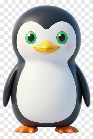 Cute Cartoon Penguin With Green Eyes PNG