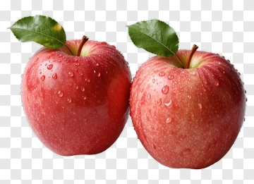 Two Fresh Red Apples With Leaves PNG