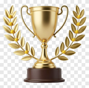 Golden Trophy With Laurel Wreath PNG