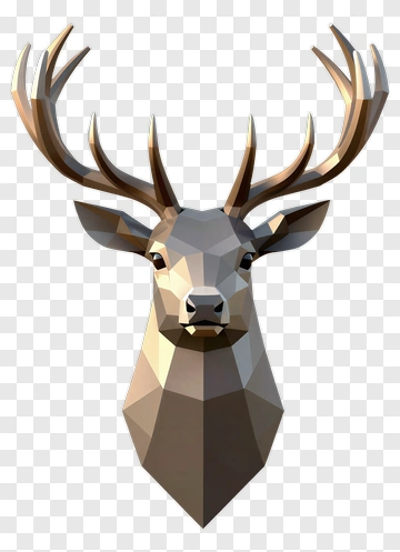 Low Poly Deer Head PNG