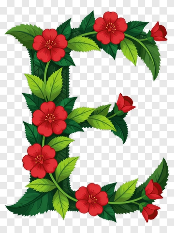 Floral Letter E Design PNG