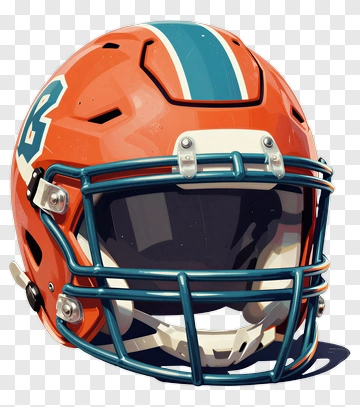 Orange And Teal Football Helmet PNG