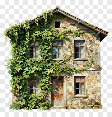 Ivy Covered Stone House PNG