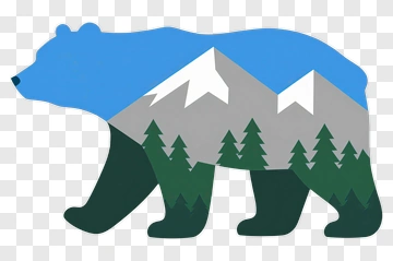 Bear With Mountain And Forest PNG
