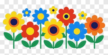 Colorful Cartoon Flowers PNG