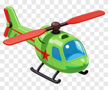 Green Toy Helicopter With Red Star PNG
