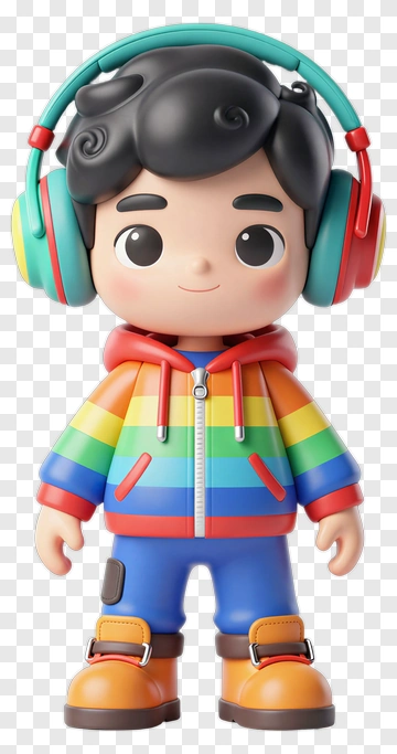 Cartoon Boy With Rainbow Outfit PNG