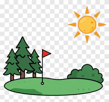 Golf Hole With Flag And Trees PNG