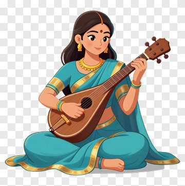 Woman Playing Traditional Instrument PNG